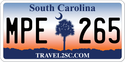 SC license plate MPE265