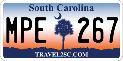 SC license plate MPE267