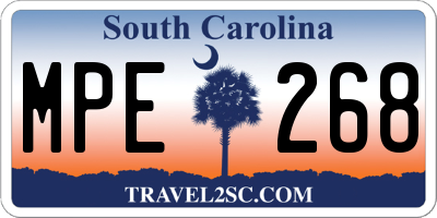 SC license plate MPE268