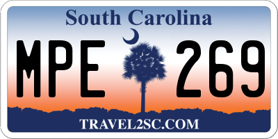SC license plate MPE269