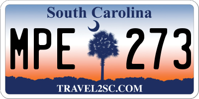 SC license plate MPE273