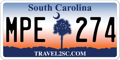 SC license plate MPE274