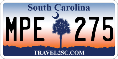 SC license plate MPE275