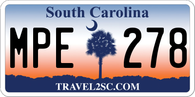 SC license plate MPE278