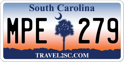 SC license plate MPE279