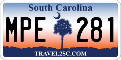 SC license plate MPE281