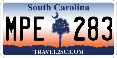 SC license plate MPE283