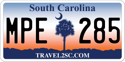 SC license plate MPE285