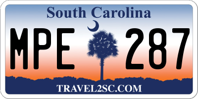 SC license plate MPE287