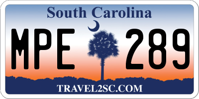 SC license plate MPE289