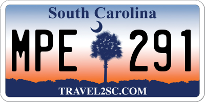 SC license plate MPE291