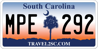 SC license plate MPE292