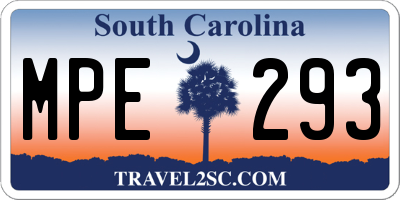 SC license plate MPE293