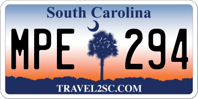 SC license plate MPE294