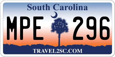 SC license plate MPE296
