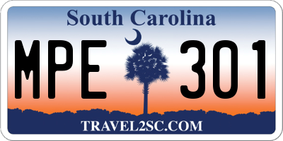 SC license plate MPE301