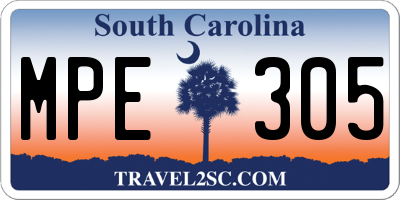 SC license plate MPE305