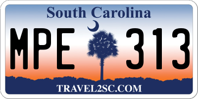 SC license plate MPE313