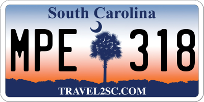 SC license plate MPE318