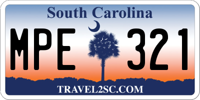 SC license plate MPE321