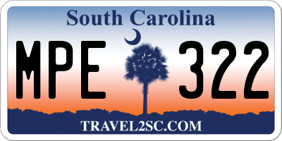 SC license plate MPE322