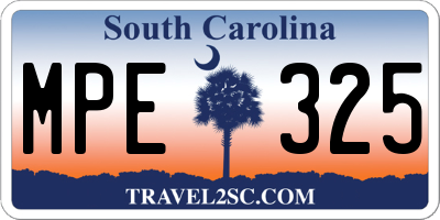 SC license plate MPE325