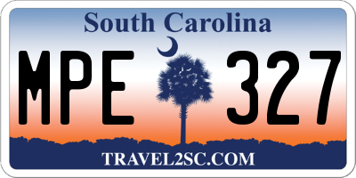 SC license plate MPE327