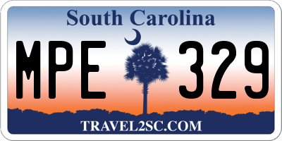 SC license plate MPE329