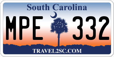 SC license plate MPE332