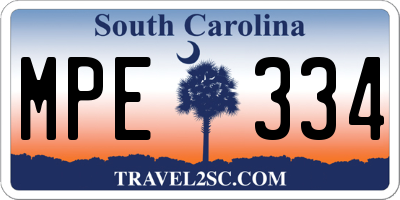 SC license plate MPE334