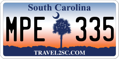SC license plate MPE335
