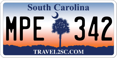 SC license plate MPE342