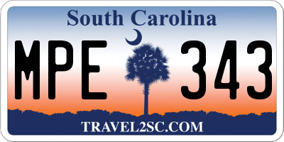 SC license plate MPE343