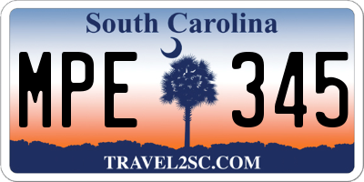 SC license plate MPE345