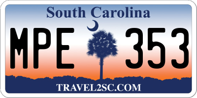 SC license plate MPE353