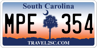 SC license plate MPE354