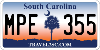 SC license plate MPE355