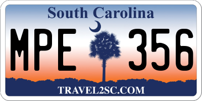 SC license plate MPE356