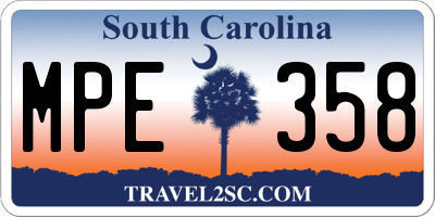 SC license plate MPE358