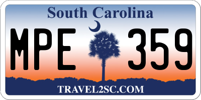 SC license plate MPE359
