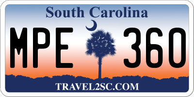SC license plate MPE360