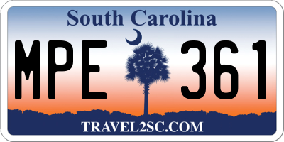 SC license plate MPE361