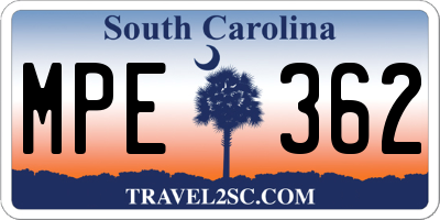 SC license plate MPE362