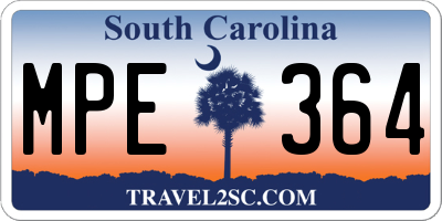 SC license plate MPE364