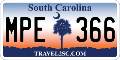 SC license plate MPE366