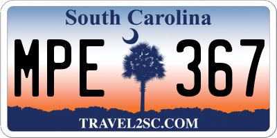 SC license plate MPE367