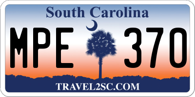 SC license plate MPE370