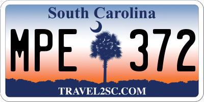 SC license plate MPE372