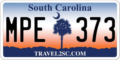 SC license plate MPE373