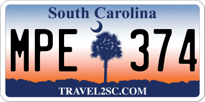SC license plate MPE374